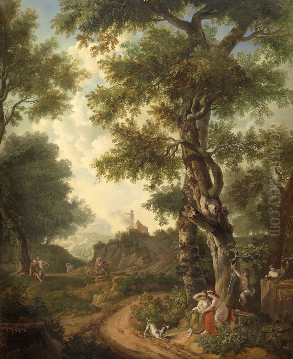 Arcadisch landschap met reizigers Oil Painting by Jurriaen Andriessen