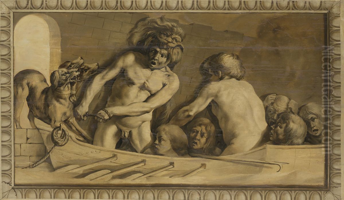 Hercules haalt Cerberus uit de onderwereld Oil Painting by Jacob van Campen
