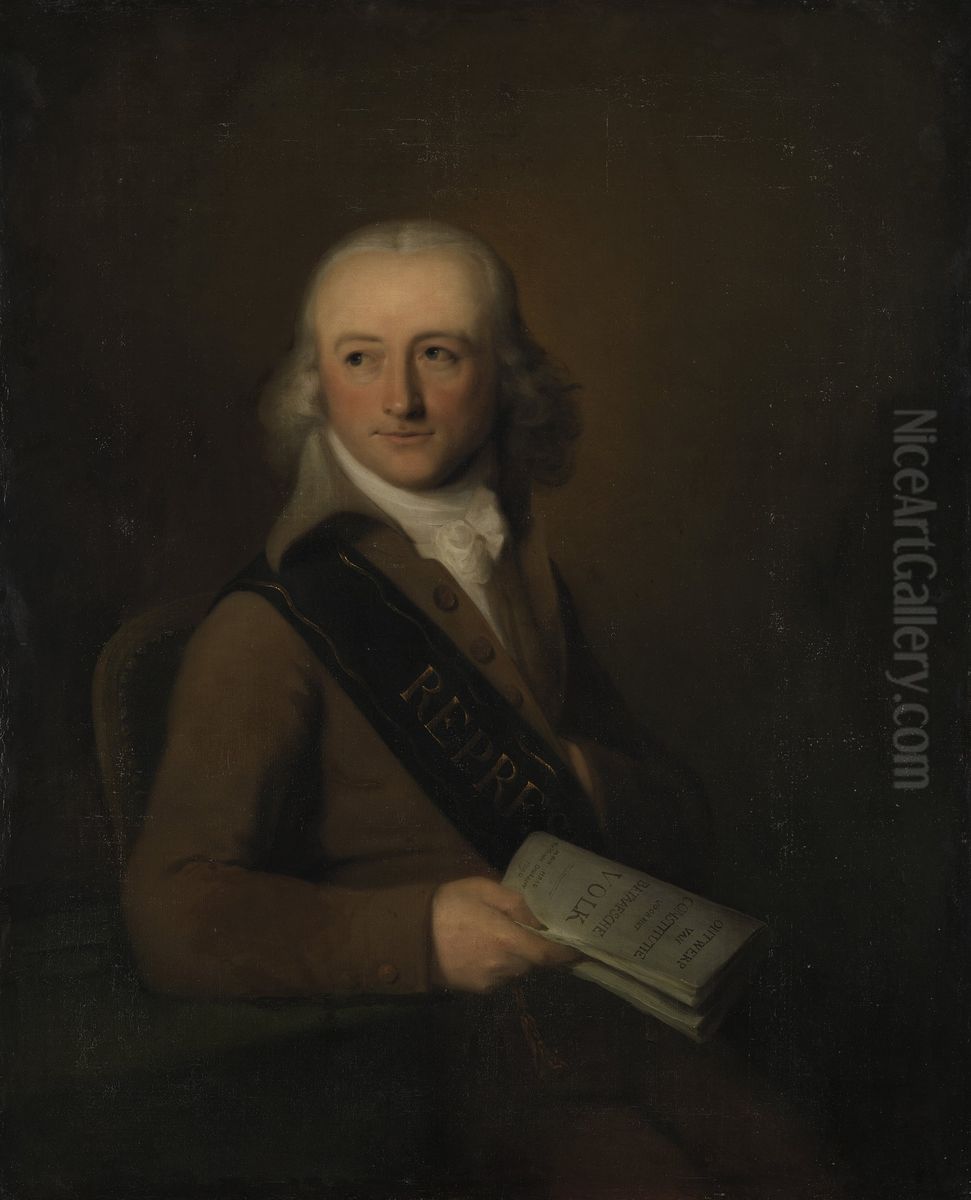 Portret van Leonardus van der Voort Oil Painting by Johann Baptist Scheffer