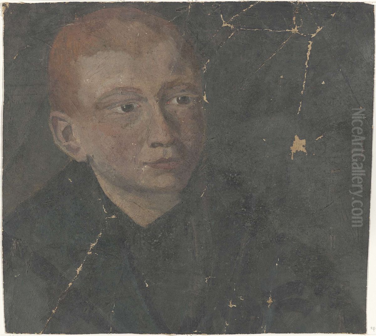 Jongenskop met rood haar Oil Painting by Carel Adolph Lion Cachet