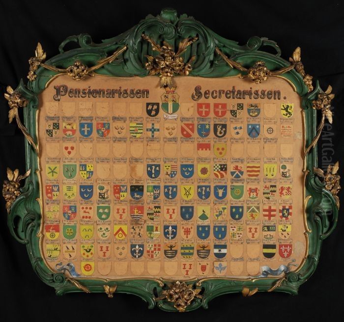 Wapenkaart van pensionarissen en secretarissen van Rotterdam Oil Painting by Frederik Obreen