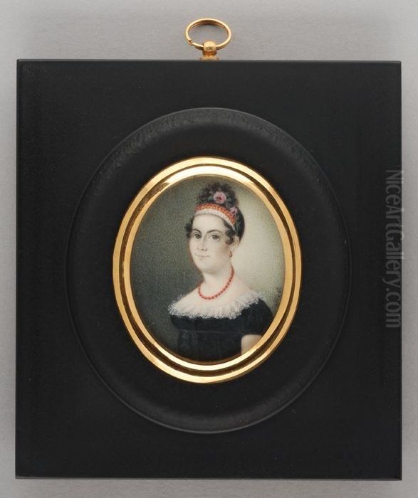 Portretminiatuur van een vrouw Oil Painting by Hendrik van Overklift