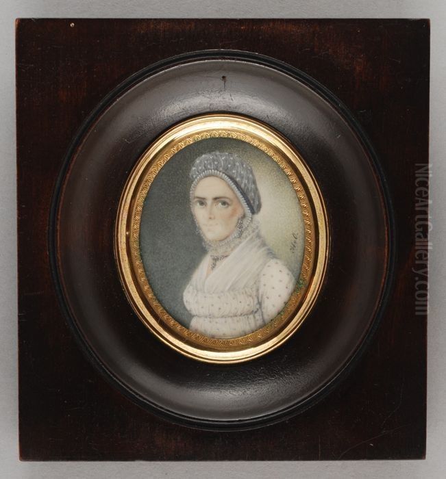 Portretminiatuur van een vrouw Oil Painting by Hendrik van Overklift