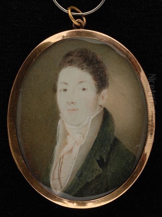 Portretminiatuur van Johan Frederik Hoffman Oil Painting by Gijsbertus Johannus van den Berg