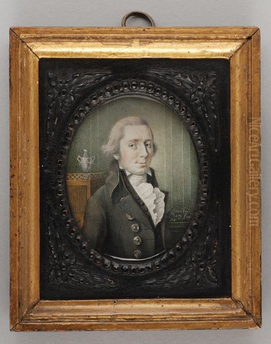 Portretminiatuur van Mathijs Pieter van der Burght Oil Painting by Gijsbertus Johannus van den Berg