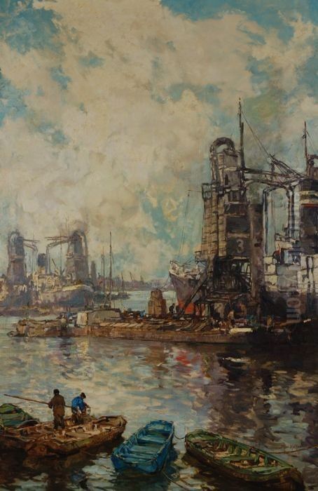 Graanelevatoren, Maashaven Oil Painting by Jan Hendrik van Mastenbroek