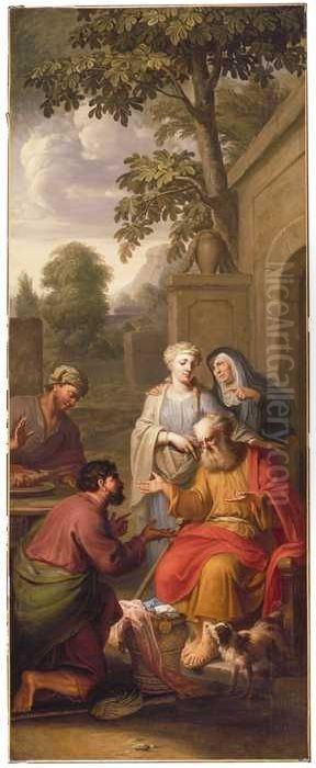 Eliezer voor Betuel Oil Painting by Elias Van Nijmegen