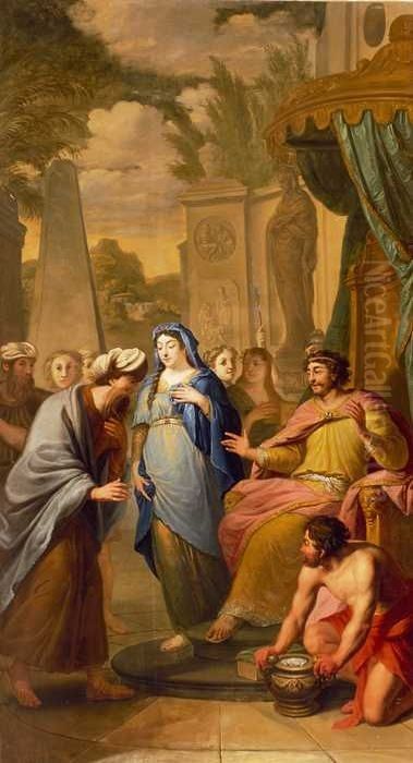 Abimelech geeft Sara aan Abraham terug Oil Painting by Elias Van Nijmegen