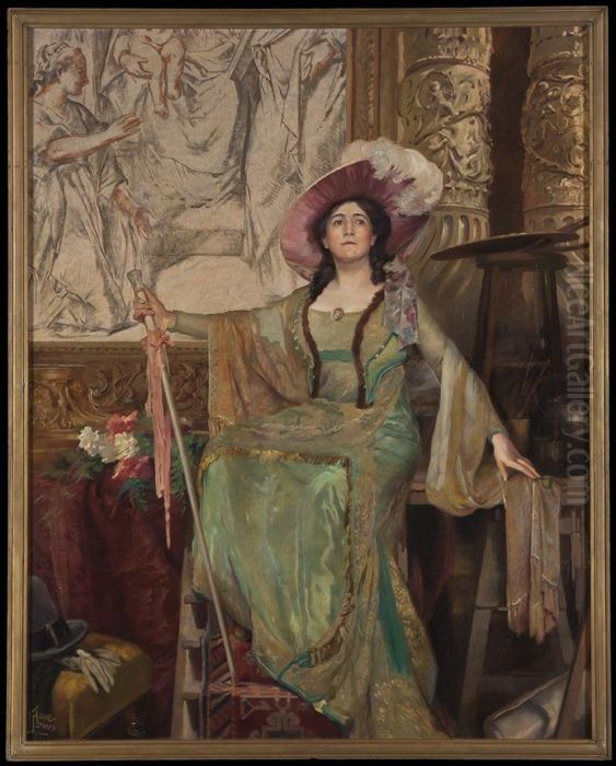 Portrait of Alida Johanna Maria Klein (1874-1938) Oil Painting by Huib Luns