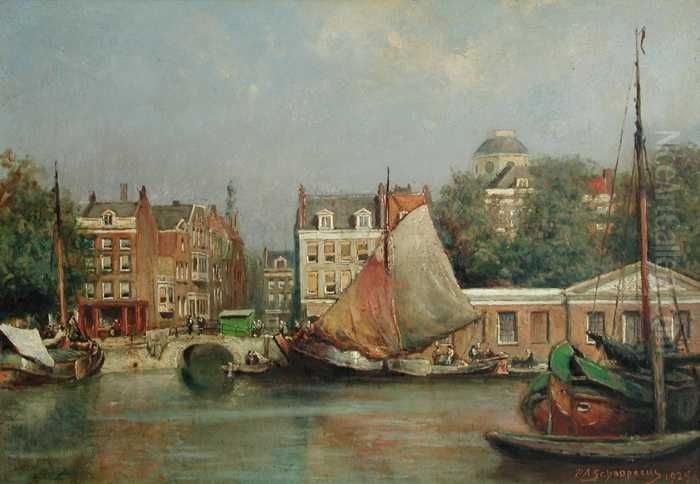 De oude vismarkt aan de Leuvehaven Oil Painting by Piet Schipperus