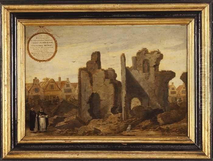 Ruine van het in 1563 verbrande Dominicaner- of Predikherenklooster aan de Hoogstraat Oil Painting by Cornelis Saftleven