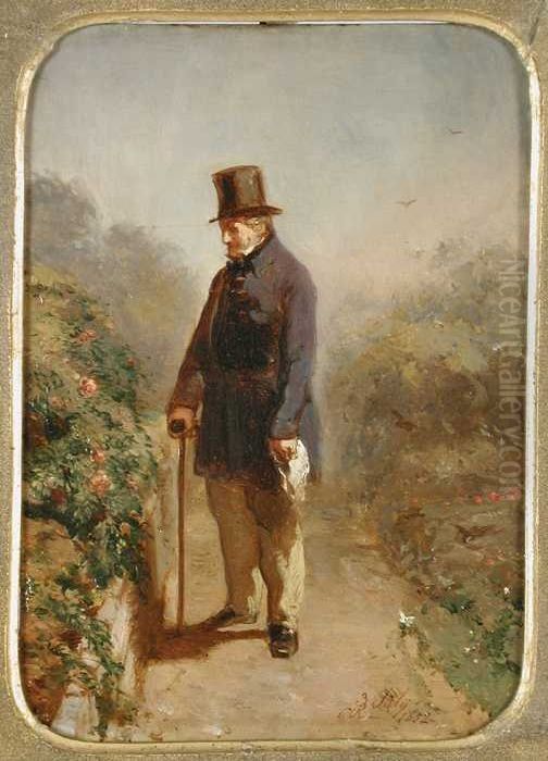 Postuum portret van Hendrik Rochussen, vader van de schilder Oil Painting by Charles Rochussen