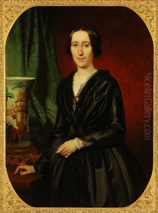 Portret van Elisabeth van Hoboken (1819-1888) Oil Painting by Willem Hendrik Schmidt