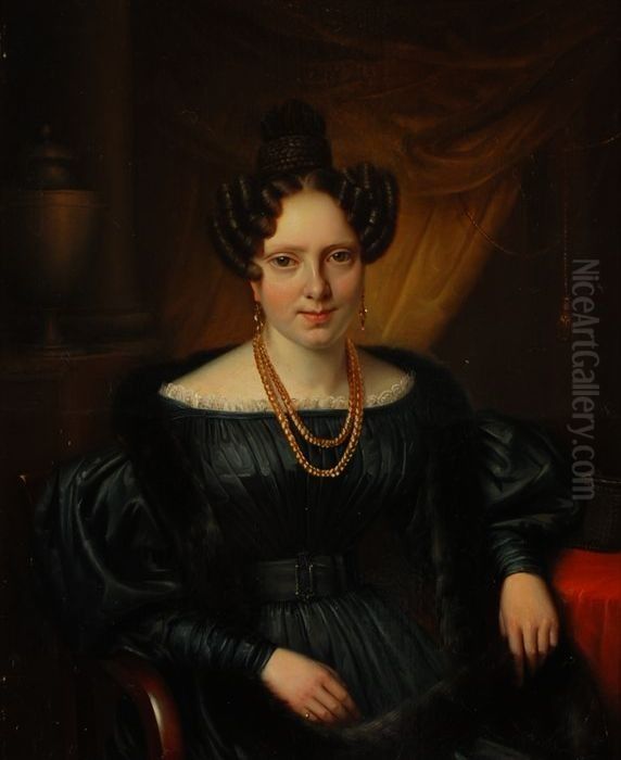 Portret van vrouw uit geslacht Bernet Oil Painting by Petrus van Schendel