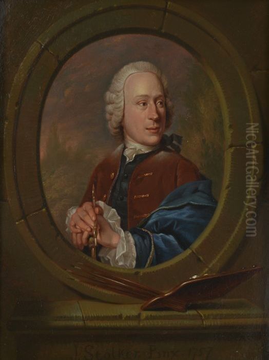 Portret van een schilder, zelfportret van Jan Stolker(?) (1724-1785) Oil Painting by Jan Stolker