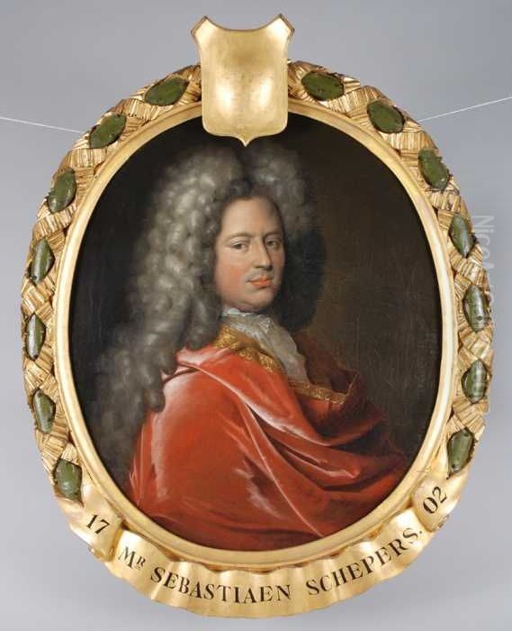 Ovaal portret van Bastiaen Willemsz. Schepers (1650-1704) Oil Painting by Pieter van der Werff