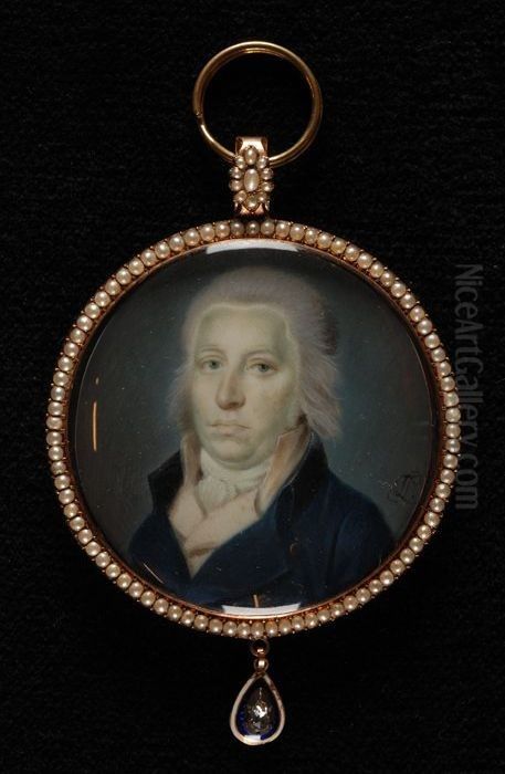 Portretminiatuur van Dirk van Hogendorp en op keerzijde Carel Sirardus Willem van Hogendorp Oil Painting by Leonardus Temminck