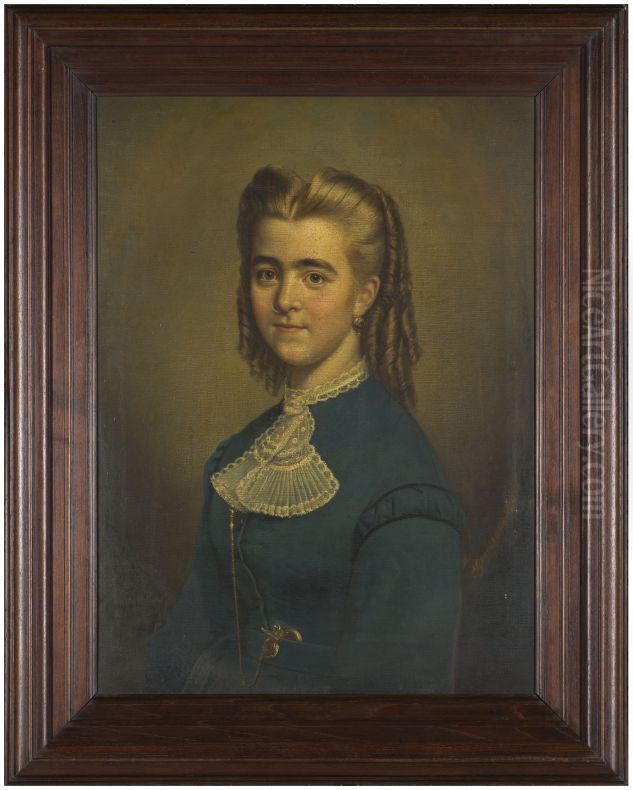 Portret van Alida Cornelia Verkuyl Oil Painting by Johannes Hinderikus Egenberger