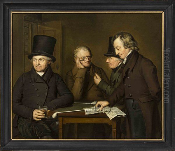 Vier mannen Oil Painting by Tjeert Eernstman
