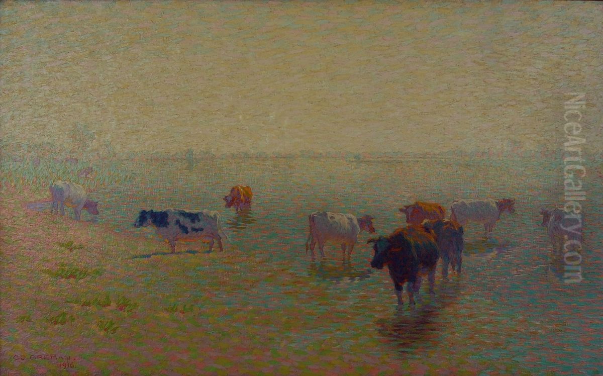 Summer morning at the Rijn nearRhenen Oil Painting by Co Breman Summer morning at the Rijn nearRhenen Oil Painting by Co Breman