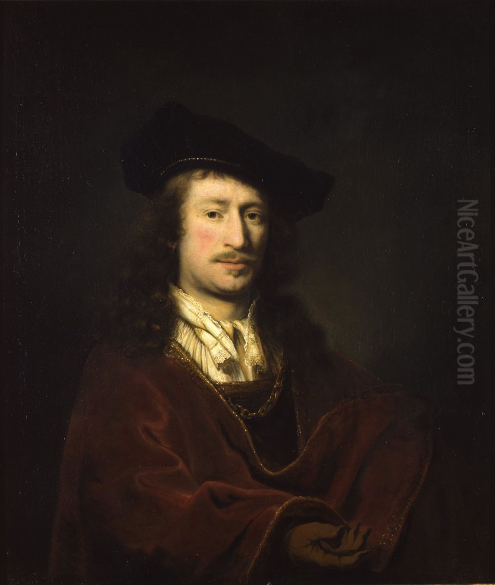 Self portrait with baret Oil Painting by Ferdinand Bol
