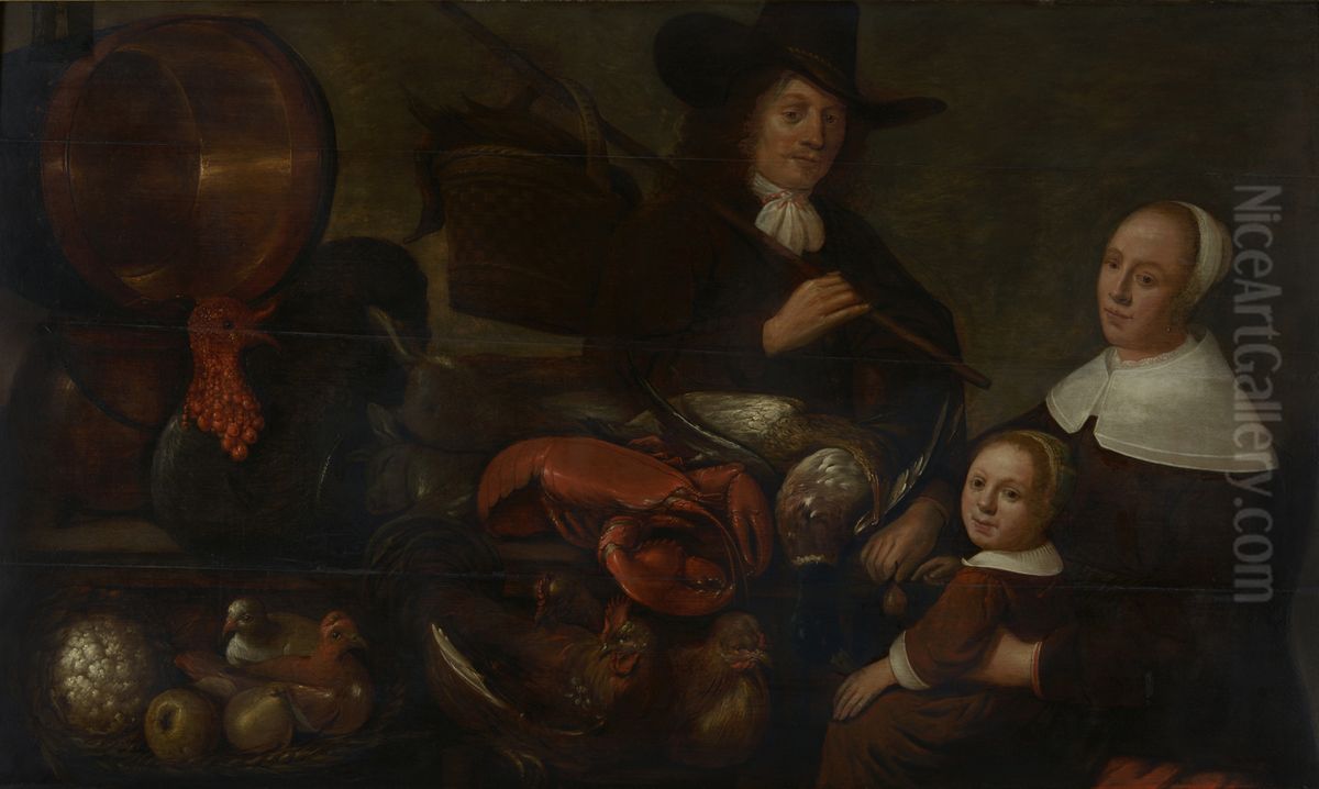 Portrait of a family Oil Painting by Abraham Van Calraet