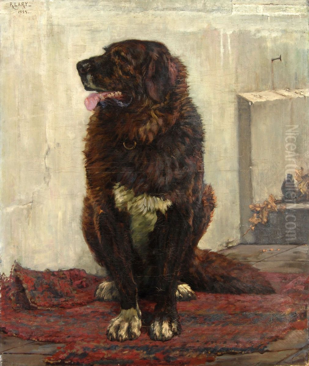 Zittende grote hond Oil Painting by Roland Larij