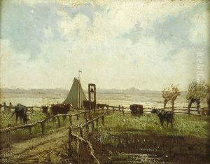 Rivierlandschap met meerplaats voor veer