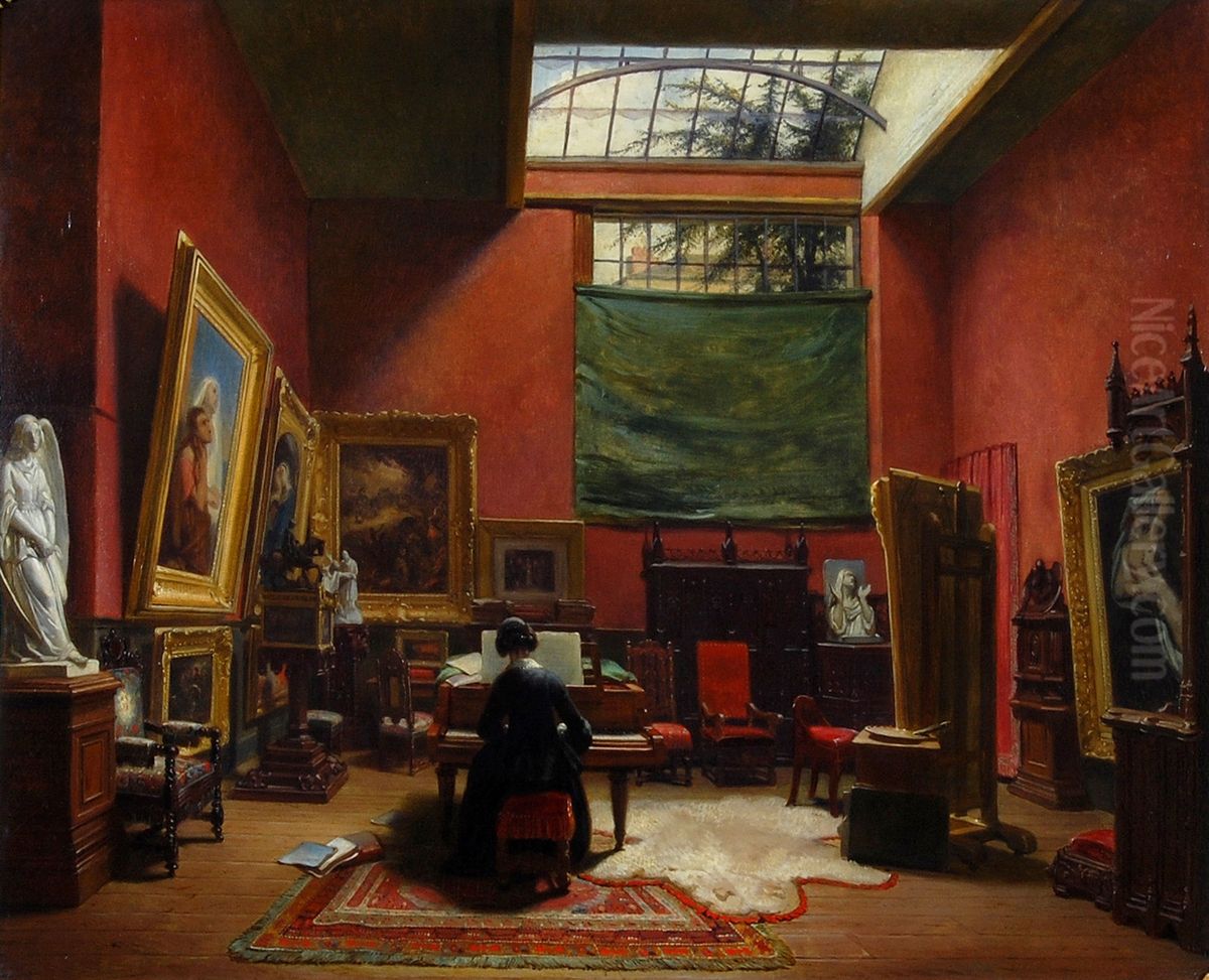 Ary Scheffer's kleine atelier op de Rue Chaptal 16 te Parijs Oil Painting by Ary Johannes Lamme