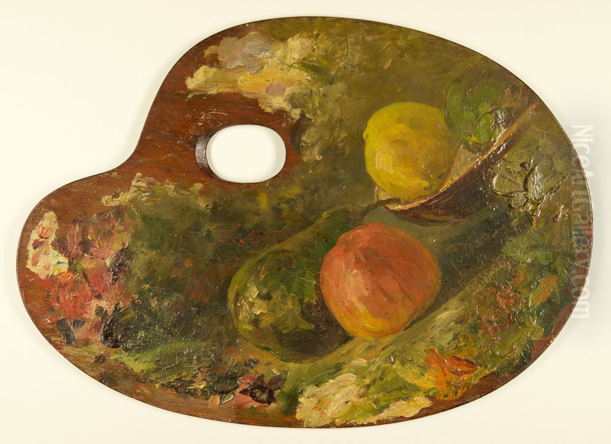 Stilleven met fruit (op eigen palet geschilderd) Oil Painting by Carel Nicolaas Storm van 's-Gravesande