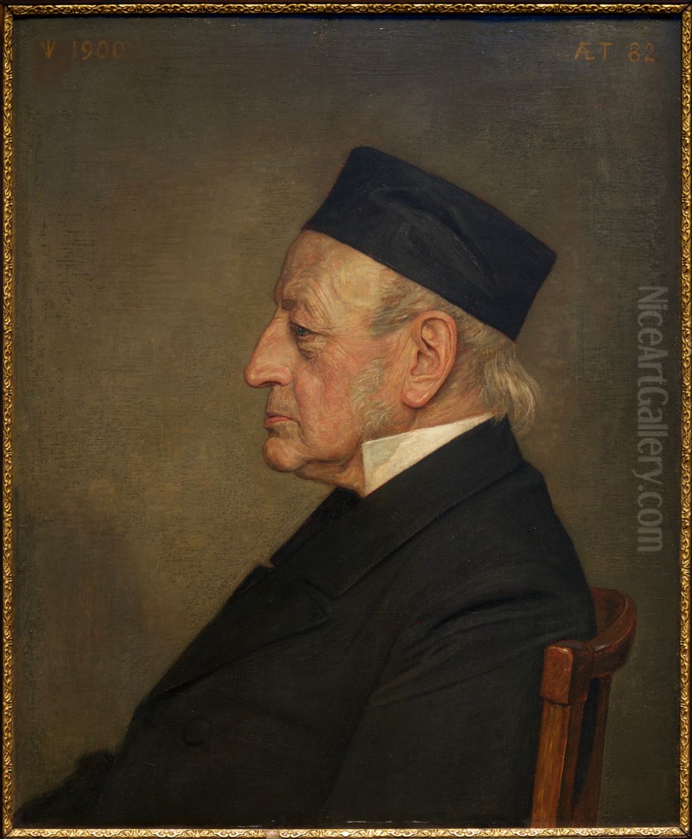 Portret van Gerardus Huibertus Veth, vader van de kunstenaar Oil Painting by Jan Veth