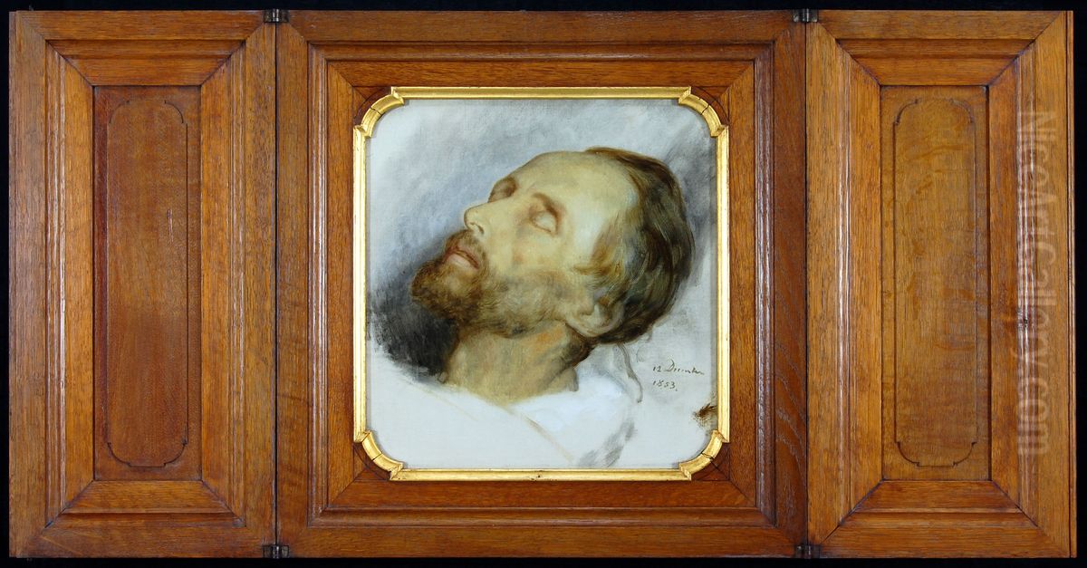Scheffers broer Karel Arnoldus op zijn doodsbed Oil Painting by Ary Scheffer