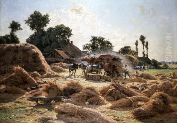 La batteuse, Loiret Oil Painting by Albert Rigolot