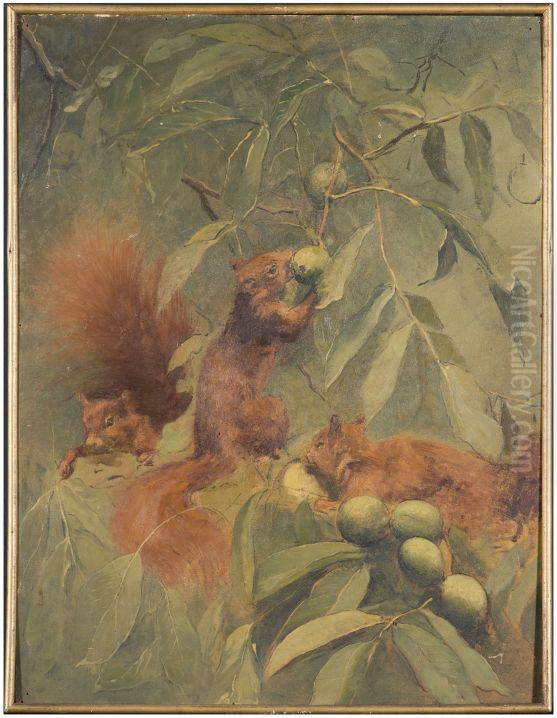 Eekhoorns Oil Painting by Christoffel Bisschop