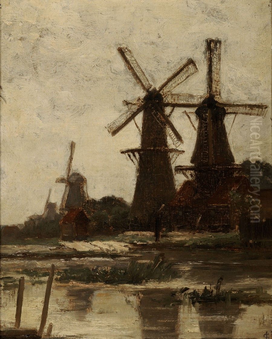 Molens aan de Noordendijk te Dordrecht Oil Painting by Carel Nicolaas Storm van 's-Gravesande