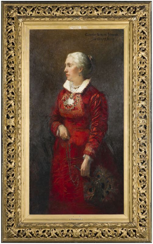 Portret van Catherina Seaton Forman Swift, echtgenote van schilder Oil Painting by Christoffel Bisschop