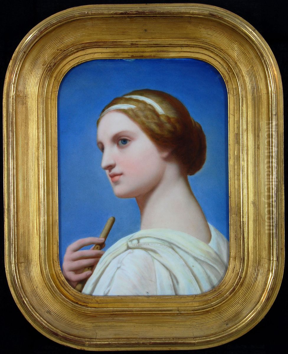 De muze Euterpe Oil Painting by Ary Scheffer