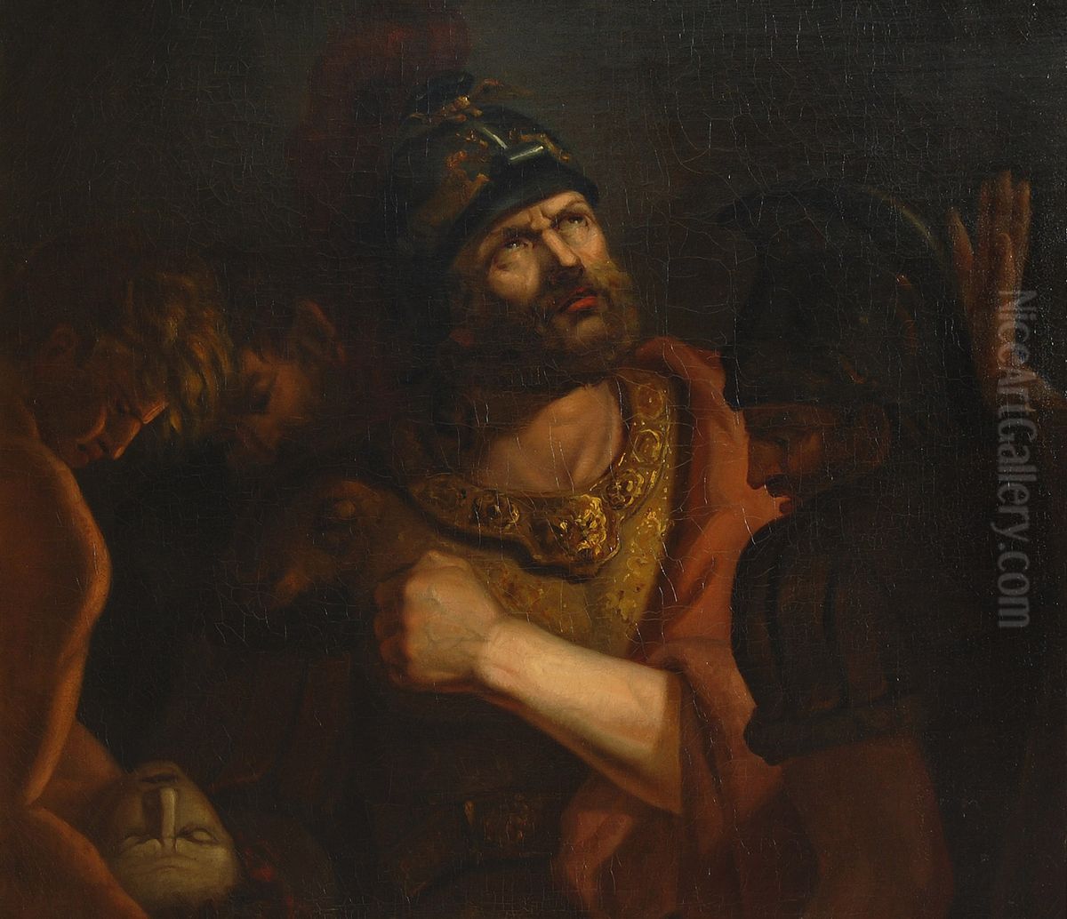 Hannibal, aan wie op een schotel het hoofd van Hasdrubal wordt gebracht Oil Painting by Ary Scheffer
