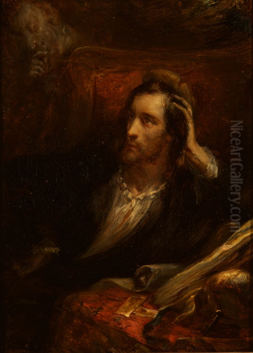 Faust in zijn kabinet (Goethe, Faust, 1, 3) Oil Painting by Ary Scheffer