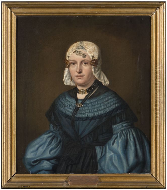 Portret van Anna Hessling Oil Painting by Johan Joeke Gabriel van Wicheren