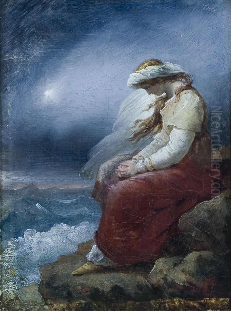 Medora op de rots Oil Painting by Ary Scheffer