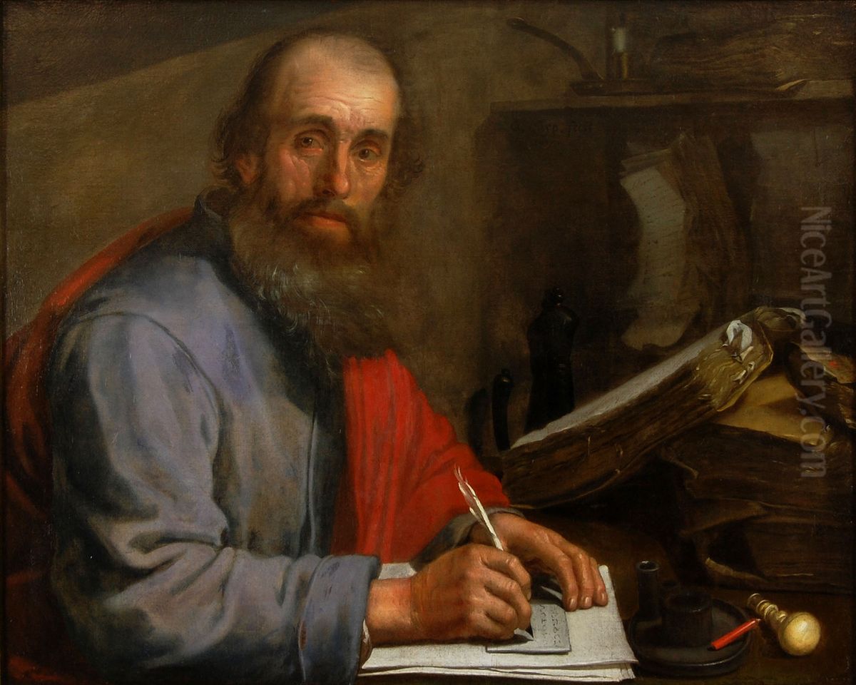 De apostel Paulus aan zijn schrijftafel Oil Painting by Jacob Gerritsz. Cuyp