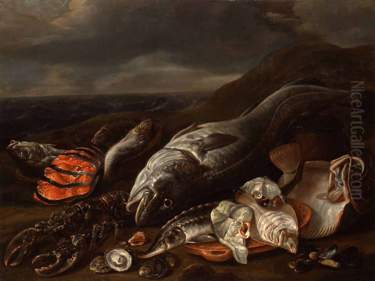 Visstilleven Oil Painting by Isaac Van Duynen