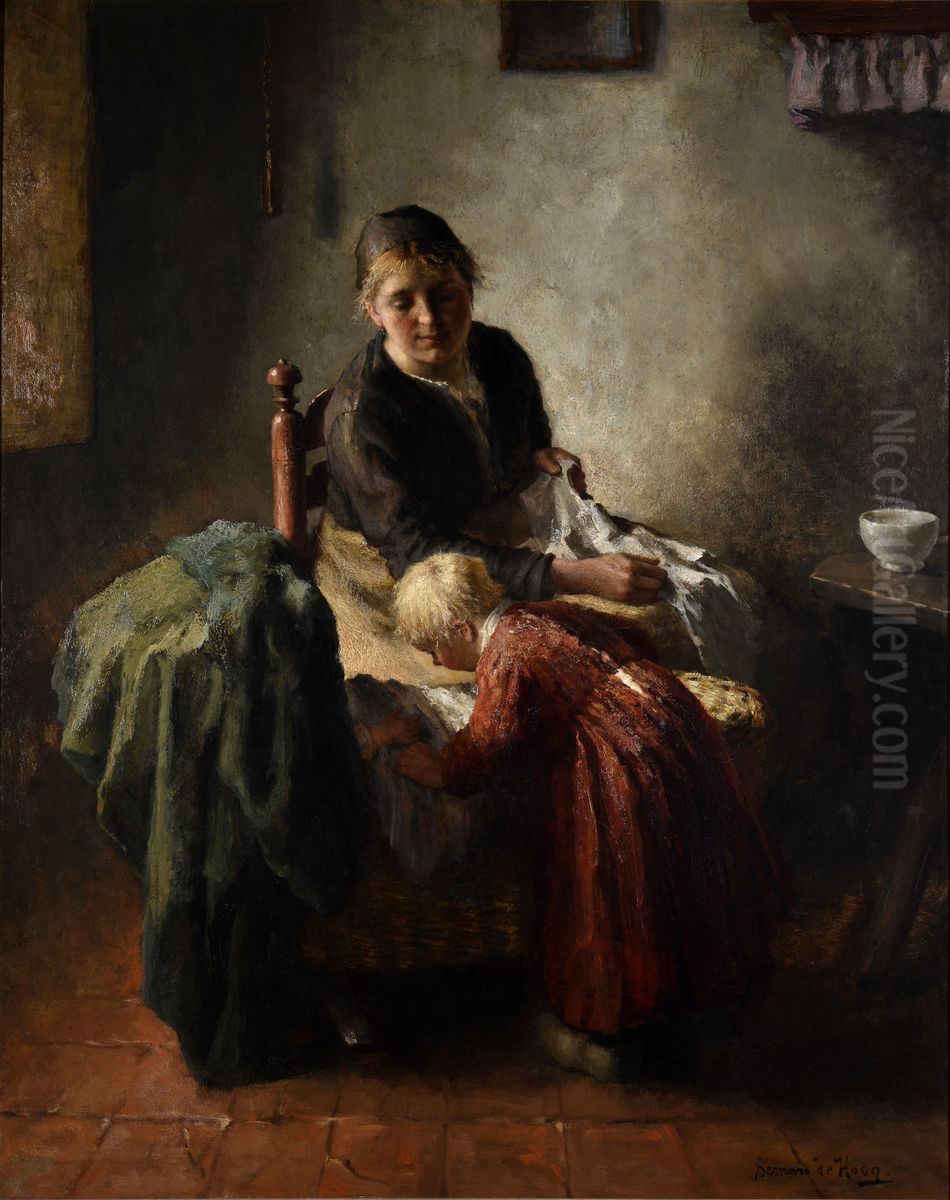 Moeders' hulp Oil Painting by Bernard Johann De Hoog