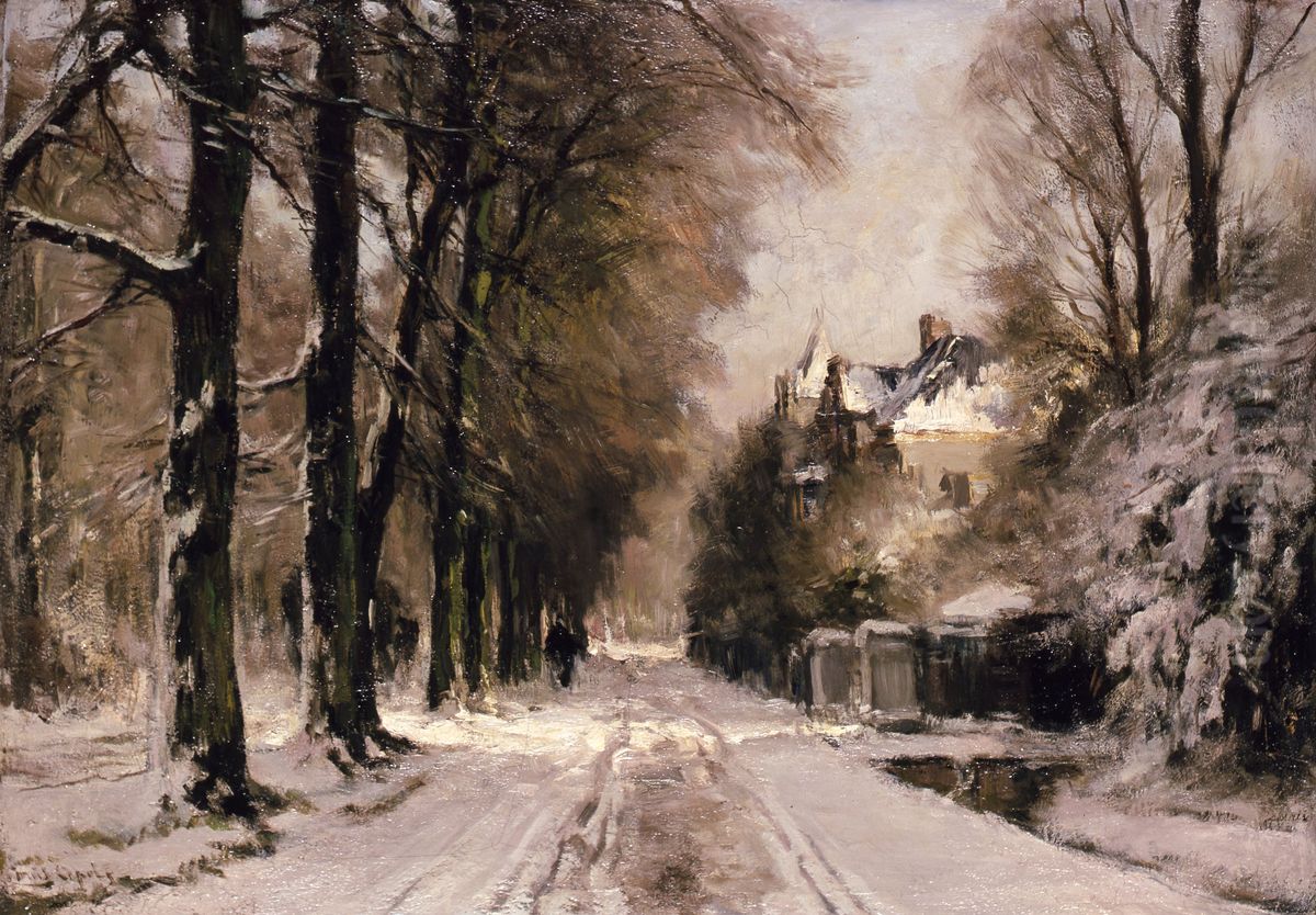 Besneeuwde laan Oil Painting by Louis Apol