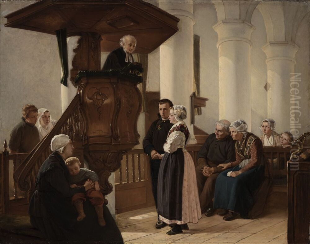 Huwelijksinzegening in de kerk te Scheveningen Oil Painting by Kate Bisschop-Swift