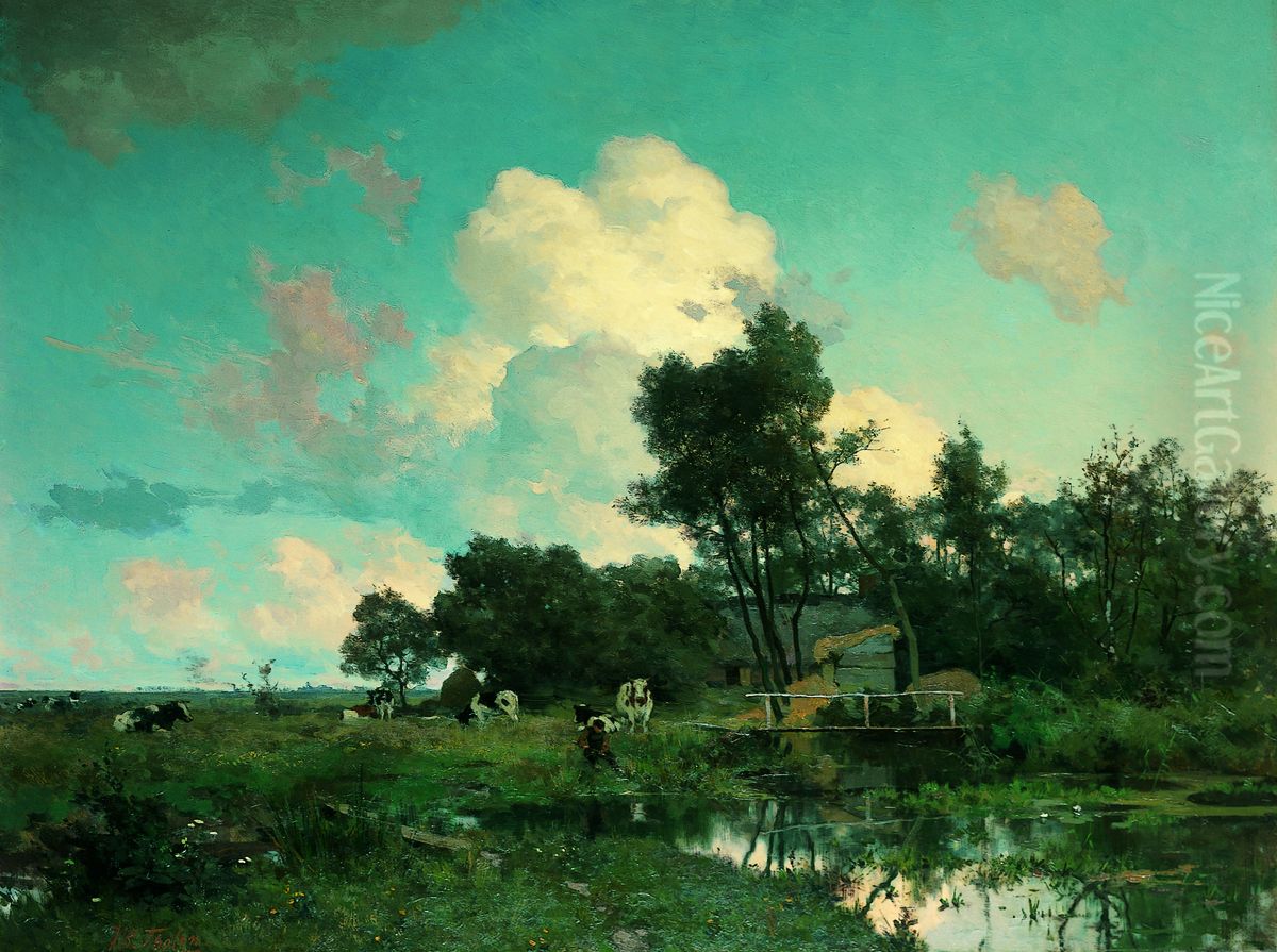 Zomers boerenlandschap Oil Painting by Willem Bastiaan Tholen