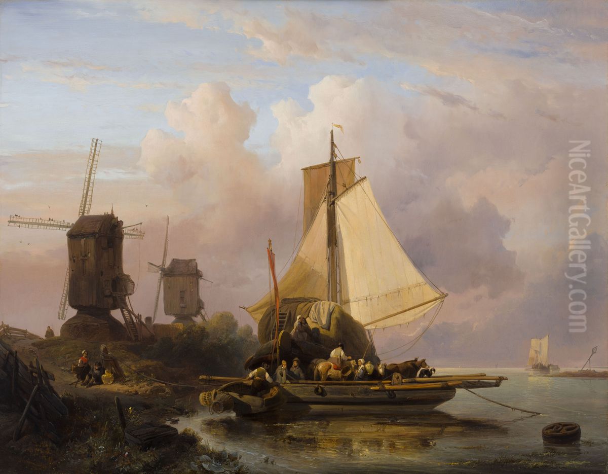 De veerpont Oil Painting by Wijnand Nuijen