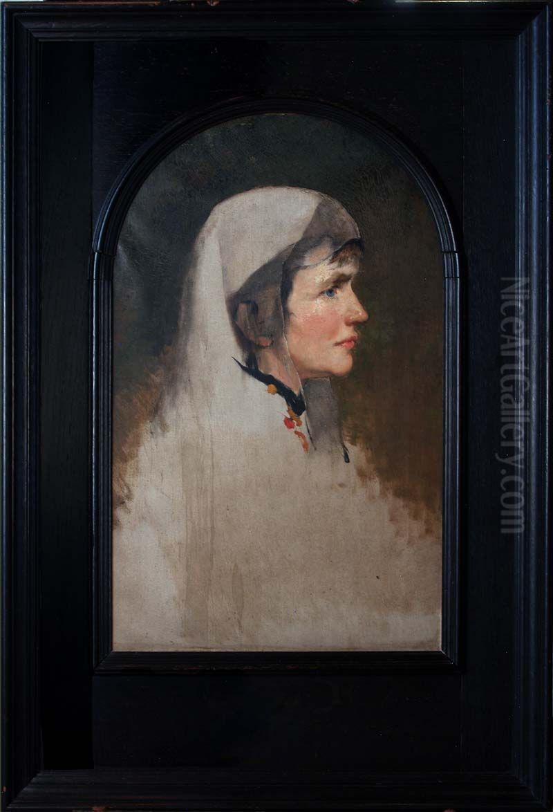Portret van H.M. de Koningin van Roemenie Carmen Sylva Oil Painting by Christoffel Bisschop