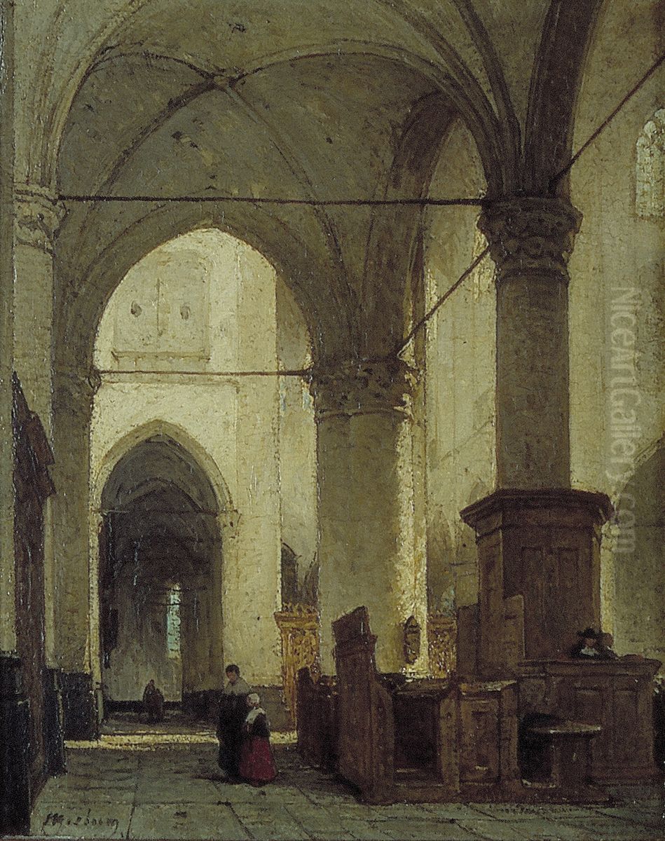 Interior of the Great or St Lawrence's Church in Alkmaar Oil Painting by Johannes Bosboom